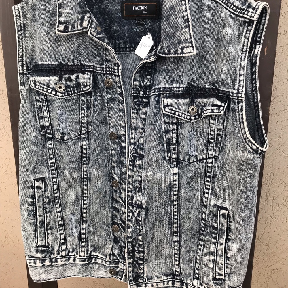 Mens Faction button up jeans vest